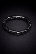 Men's Magnetic Hematite-Style Bracelet – Metallic Charcoal Grey Beaded Wristband – Minimalist Geometric Elastic Bracelet for Him