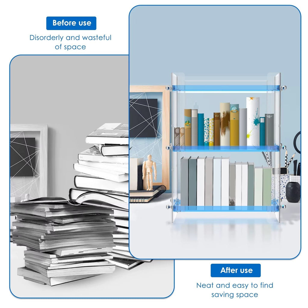 Clear Storage Stand 3 Tier Plastic  Display Rack Large Storage Rack