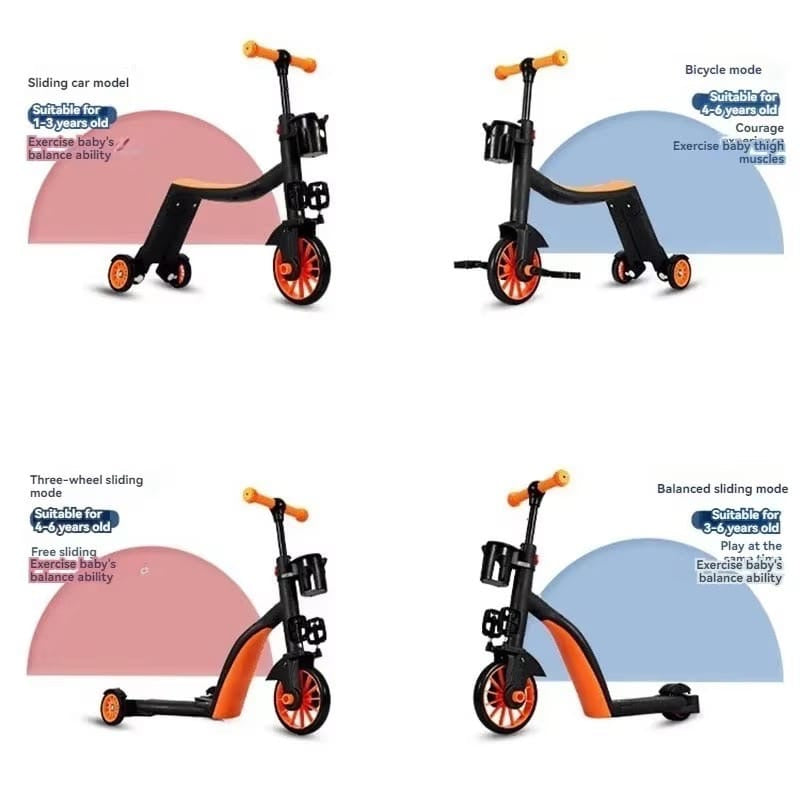 Children's Scooter, Three-in-one Male And Female Baby Tricycle, Balance Car, Multi-functional Bicycle