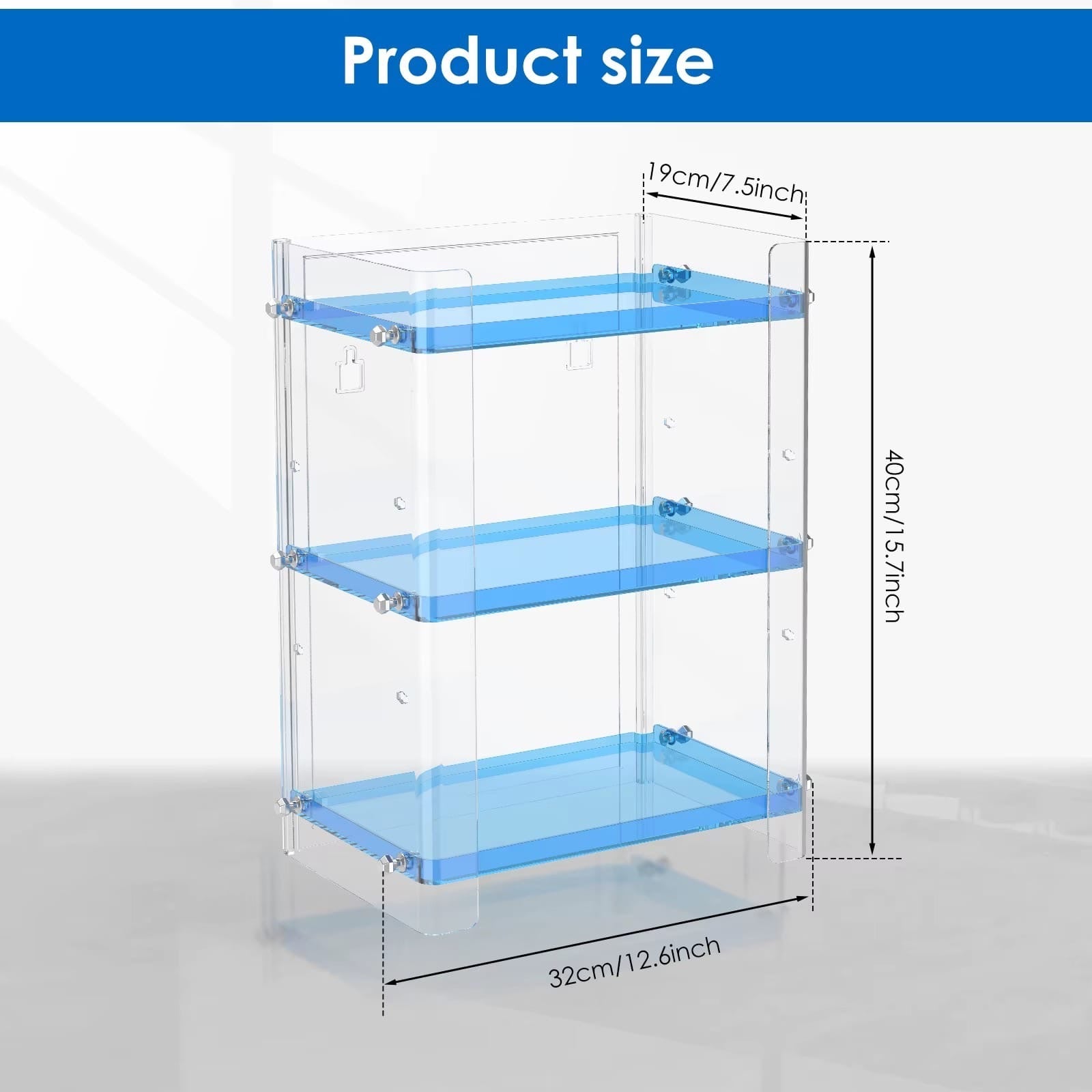 Clear Storage Stand 3 Tier Plastic  Display Rack Large Storage Rack