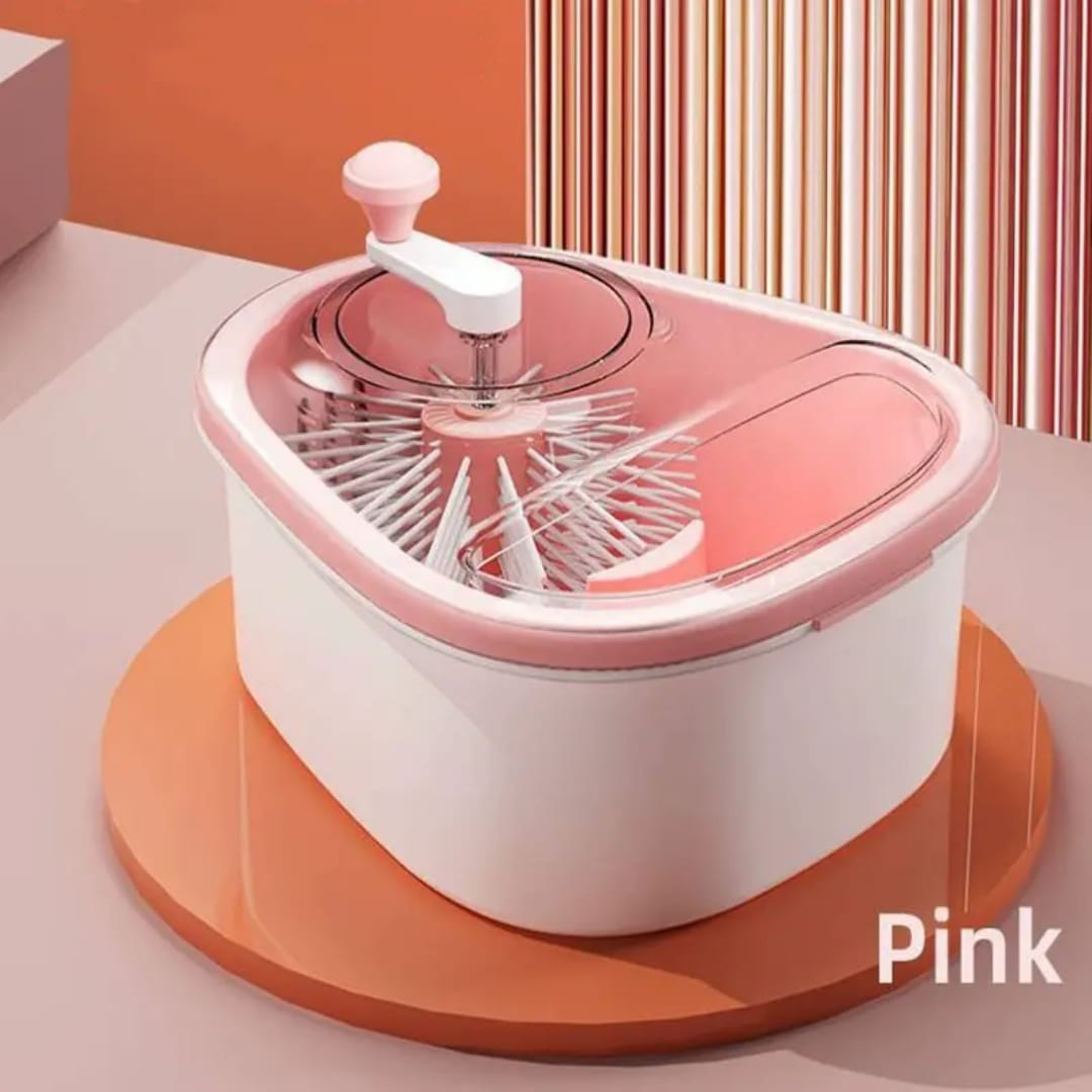 360° Rotating Fruit Scrubbing Machine - Portable Manual Produce Cleaner with Transparent Cover for Healthy Living