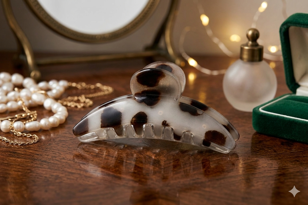 Luxury Spotted Tortoise Shell Hair Claw – Elegant Crescent Non-Slip Hair Accessory