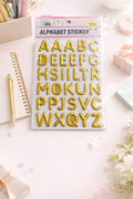 3D Metallic Gold Alphabet Sticker Sheet – Textured Foil Letters for Personalized Crafts