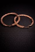 Romantic Rose Gold Woven Hoop Earrings – Large Intricate Mesh Twist Hoops – Fashion Jewelry for Parties & Weddings