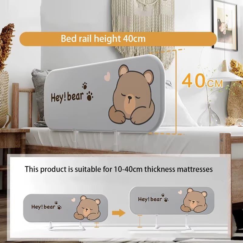 1.5m Baby Bed Rail Guard 1-Side Foldable for Kids Bed Guardrail Safety Portable Barrier Bed Protection for Protective
