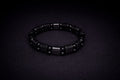 Men's Black Hematite Magnetic Therapy Bracelet – Sleek Metallic Bead & Bar Bracelet – Stylish High-Polish Health Wristband – Durable Elastic Stretch Bracelet for Men