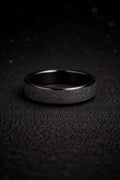 The "Midnight Stardust" Men's Ring – Sleek Black Band with Textured Sandblast Finish – High-Polish Beveled Edges – Contemporary Masculine Statement Ring