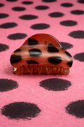 Luxury Amber Leopard Hair Claw – Sculpted Tortoise Shell Acetate Hair Clip for Thick Hair