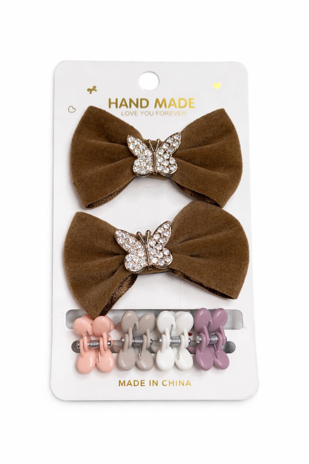 Velvet Butterfly Bow & Mini Bloom Claw Clip Set – 6-Piece Handcrafted Accessory Bundle