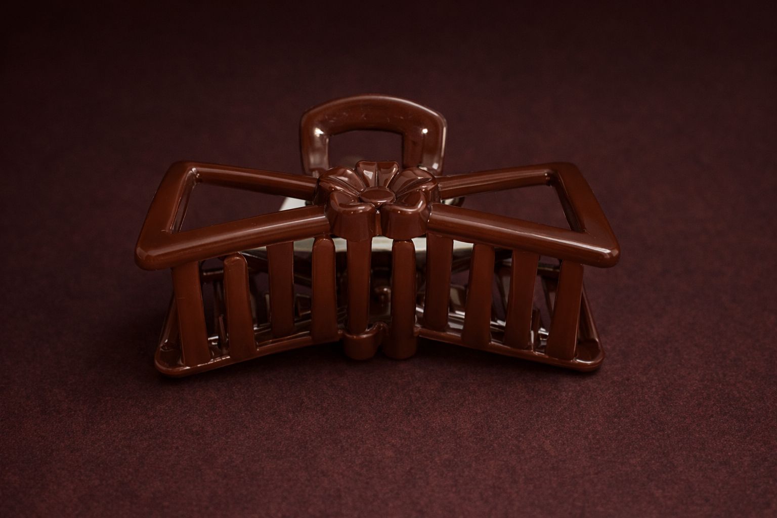 Chocolate Floral Butterfly Hair Claw Clip – Matte Hollow-Out Large Non-Slip Hair Accessory