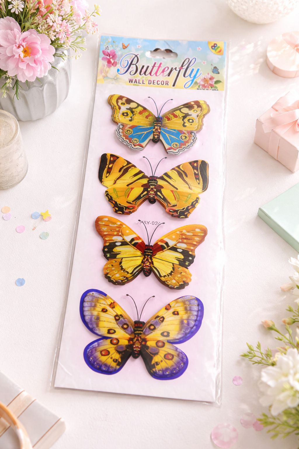 3D Butterfly Wall Decor & Craft Stickers – Vibrant Life-Like Decals