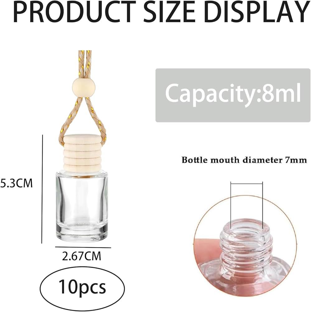 Luxe Car Scents Glass Bottle – Aesthetic Hanging Diffuser with Wooden Cap – Easy-to-Use Car Fragrance Holder