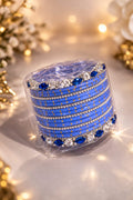 Royal Azure Bridal Bangle Collection – Exquisite Blue & Silver Stone-Encrusted Jewelry Set – Traditional Ethnic Wristwear for Parties and Special Occasions – Gift Set for Her