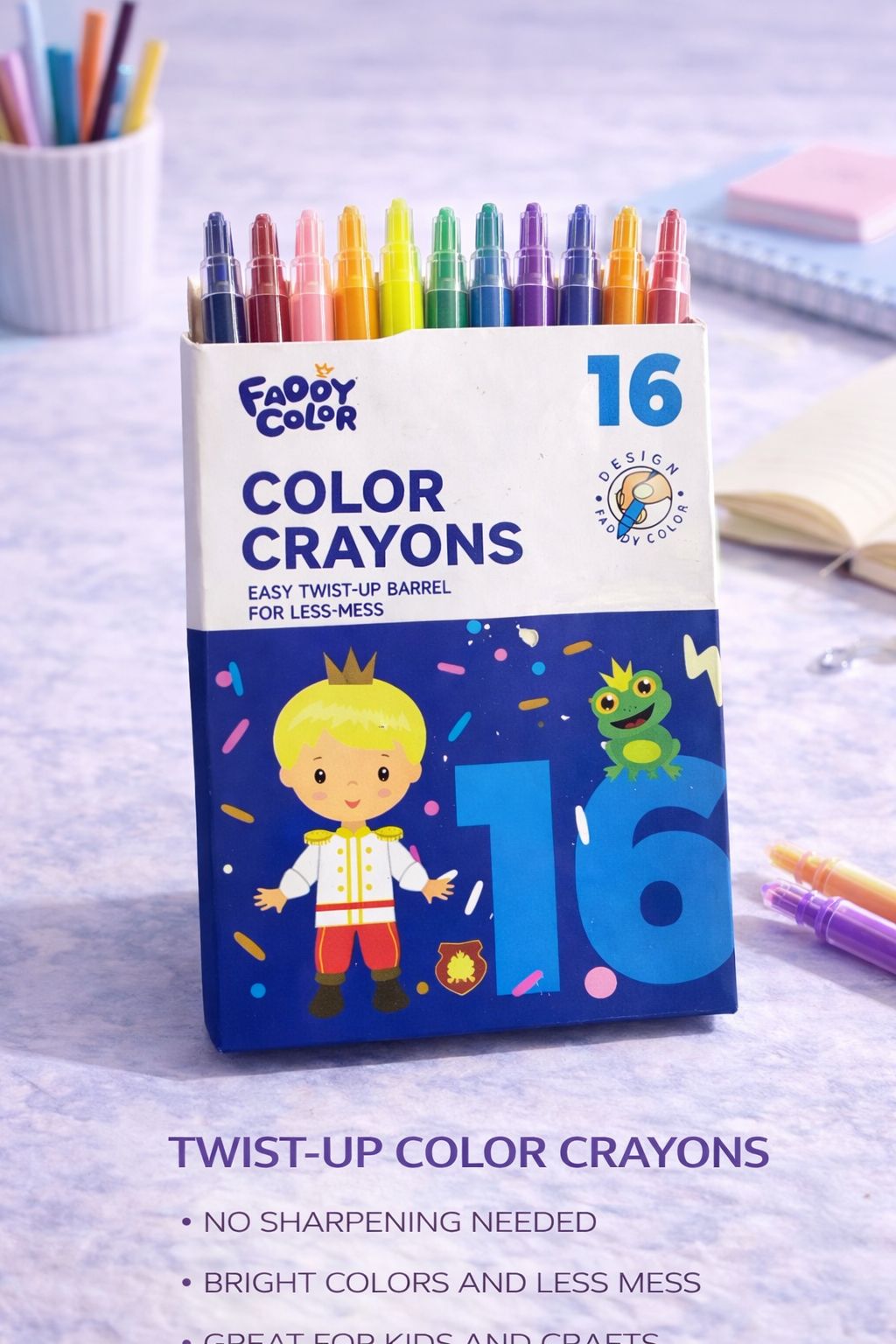 Bertand Triatic 16-Color Vibrant Triangular Crayons – Premium Soft Writing Set