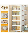 Large Capacity Mobile Pantry Organizer – Translucent Amber Door Storage Rack for Kitchen & Home
