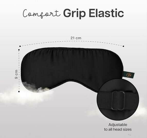 Wiselife 100% Pure Mulberry Silk Sleep Mask – Breathable & Hypoallergenic Blackout Eye Mask – Adjustable Comfort Grip Elastic – Handcrafted in India (21cm x 9cm)
