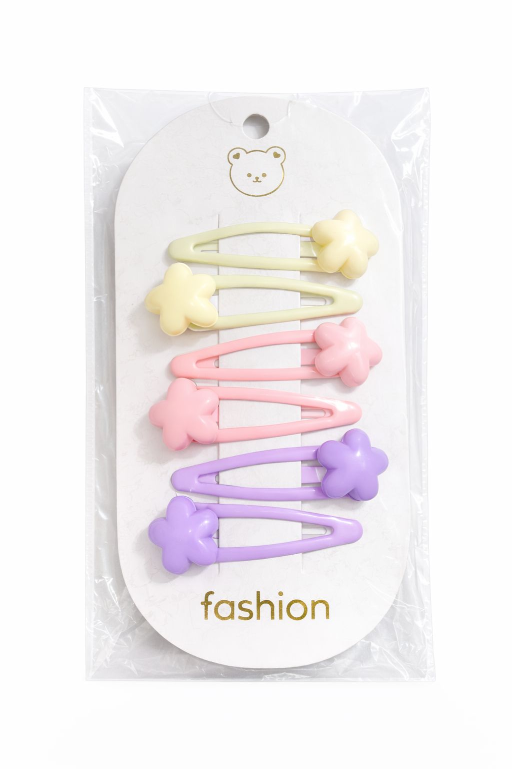Pastel Bloom Matte Snap Clip Set – 6-Piece Floral "Bear Boutique" Collection