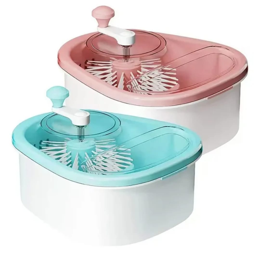 360° Rotating Fruit Scrubbing Machine - Portable Manual Produce Cleaner with Transparent Cover for Healthy Living