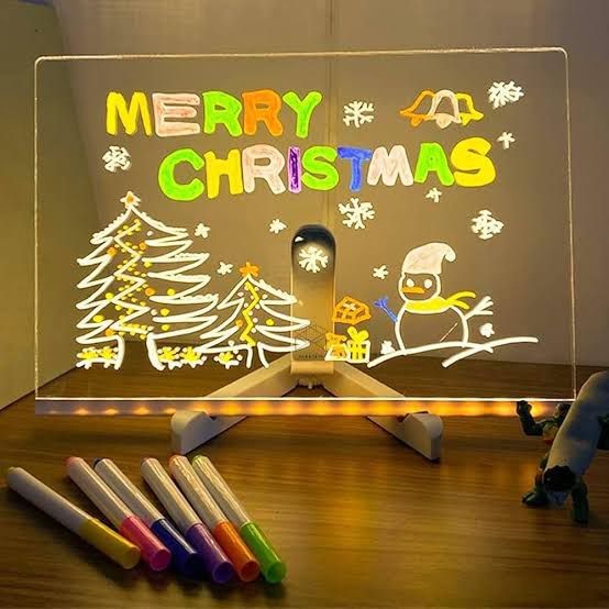 LED Glowing Acrylic Message Board – Transparent Erasable Note Pad with Light-Up Stand – Creative Night Light Memo Board for Home & Office