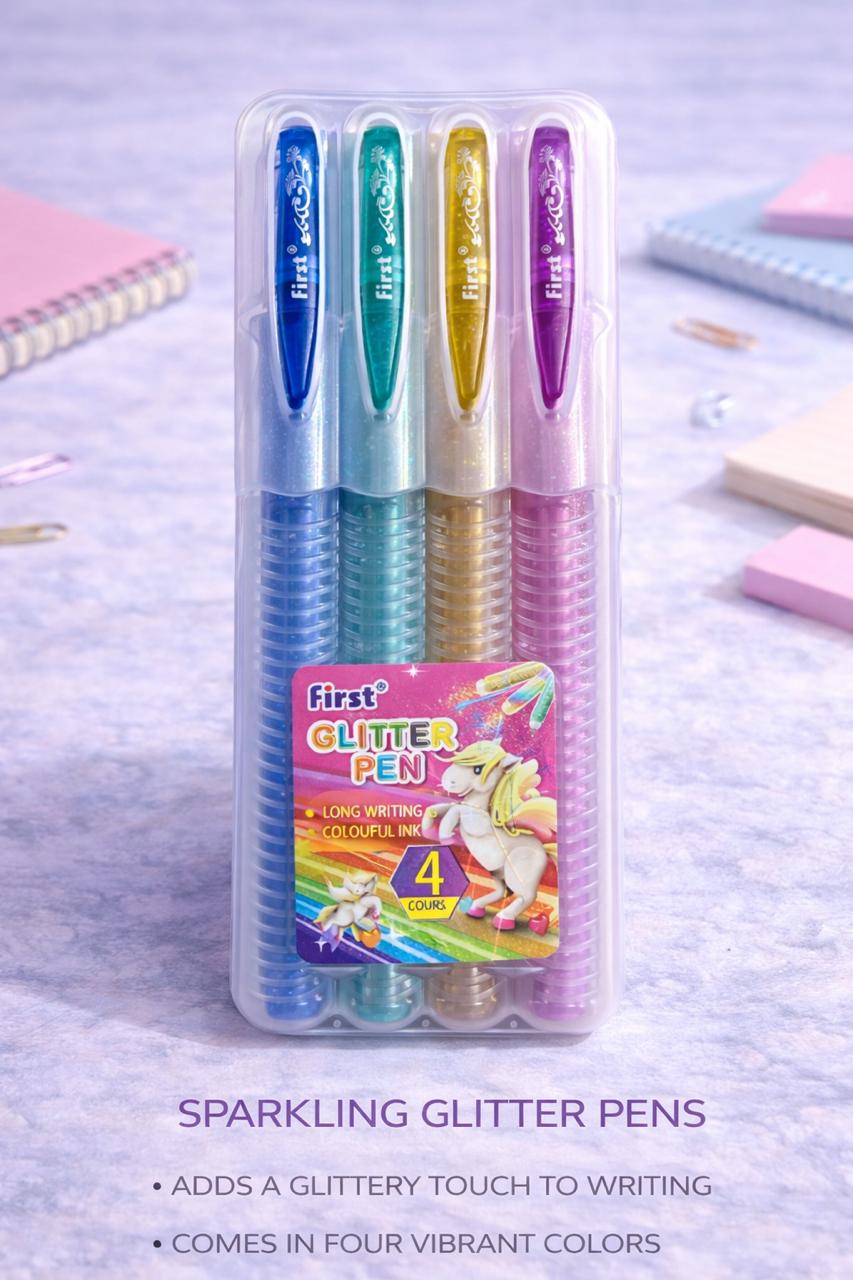 First® Sparkling Glitter Pen Set – 4 Vibrant Colors for Creative Writing