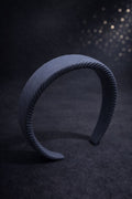 Grey Padded Headband for Women – Textured Ribbed Fabric Hairband – Premium Slate Grey Alice Band – Trendy Puffy Headband Accessory