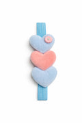 Plush Heart Trio Baby Headband – Soft Elastic Band with Fuzzy Heart Accents