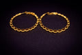 Radiant Gold-Tone Beaded Hoops – Sophisticated Textured Circular Dangle Earrings – Minimalist Luxury Accessories