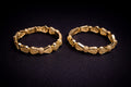 Traditional Gold-Plated Statement Bangles – Ornate Textured Link Bracelet Set for Women