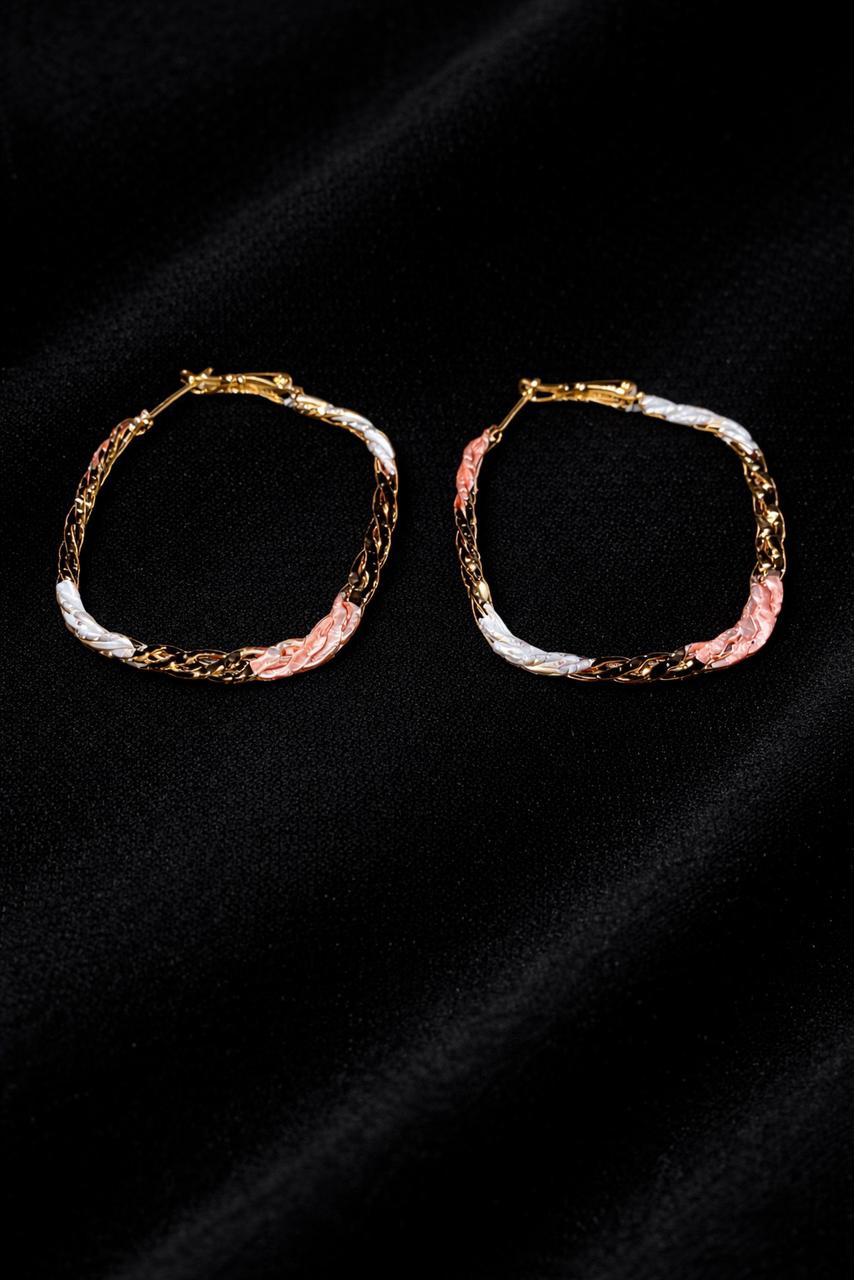 Mixed Metal Twisted Hoop Earrings – Elegant Gold-Tone Intertwined Statement Earrings – Versatile Daily Wear Jewelry