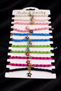 Kids' Colorful Beaded Bracelet (Per Piece) – Adjustable Star & Evil Eye Charm Bracelet for Girls – Multi-Color Party Favor