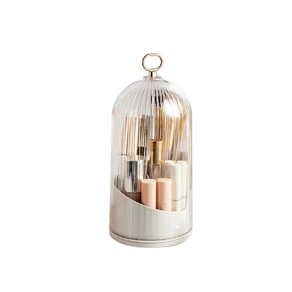Makeup Brush Holder Storage Box 360 Rotating Cosmetic Storage Box With Cover Lipstick Eyebrow Pencil Storage Rack