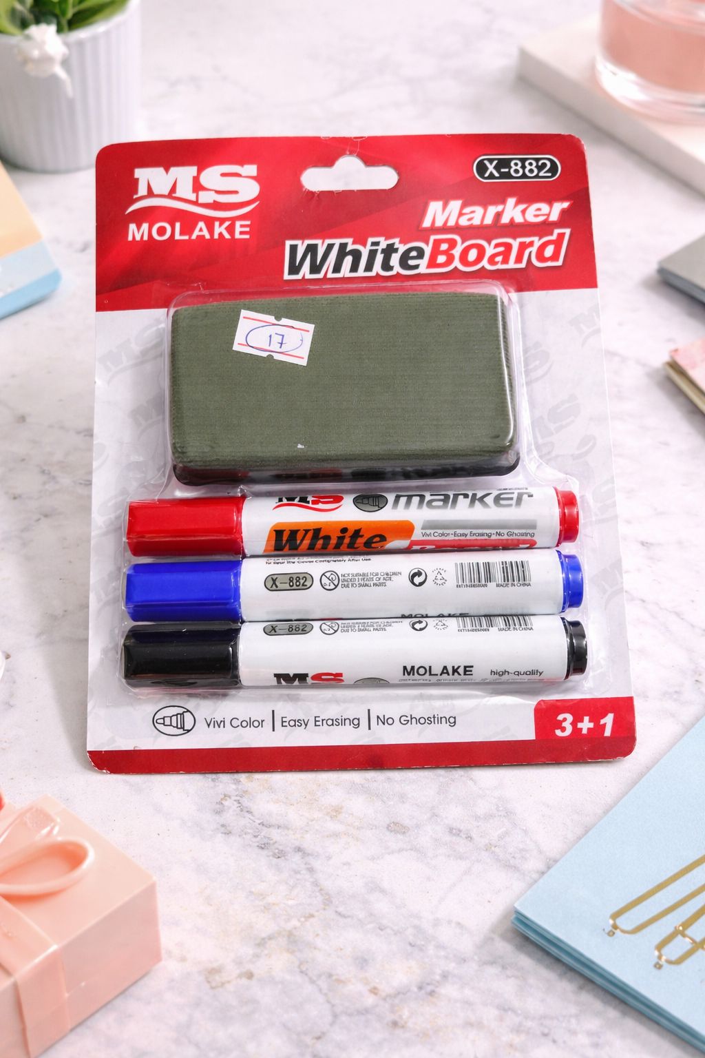 MOLAKE Professional Whiteboard Marker Set – 3-Color Trio with Easy Erase