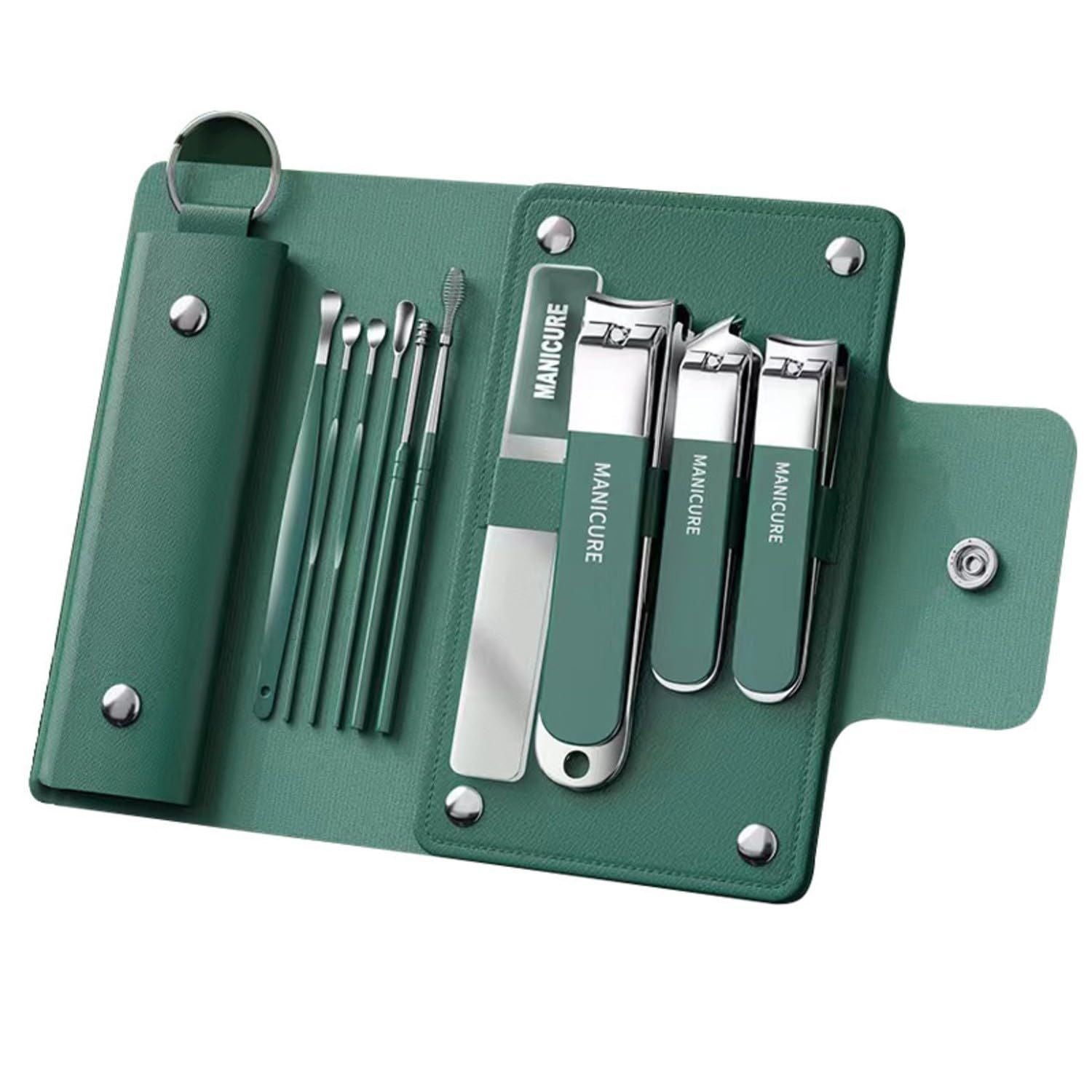 10-Piece Professional Manicure Set – Stainless Steel Nail Clipper Kit – Luxury Pedicure & Grooming Tools with Portable Leather Travel Case