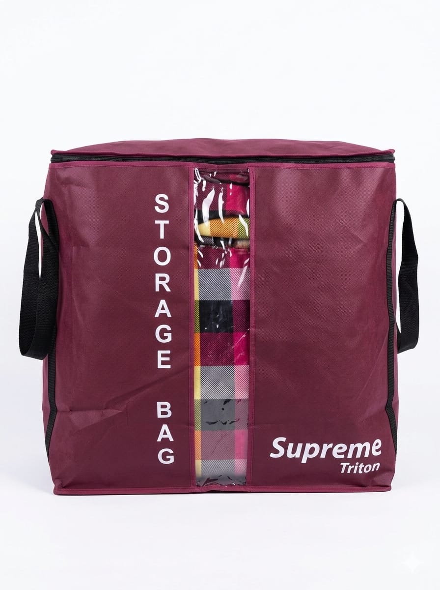 Supreme Triton Home Organizer: Premium Maroon Storage Bag with Clear Window & Zipper Closure
