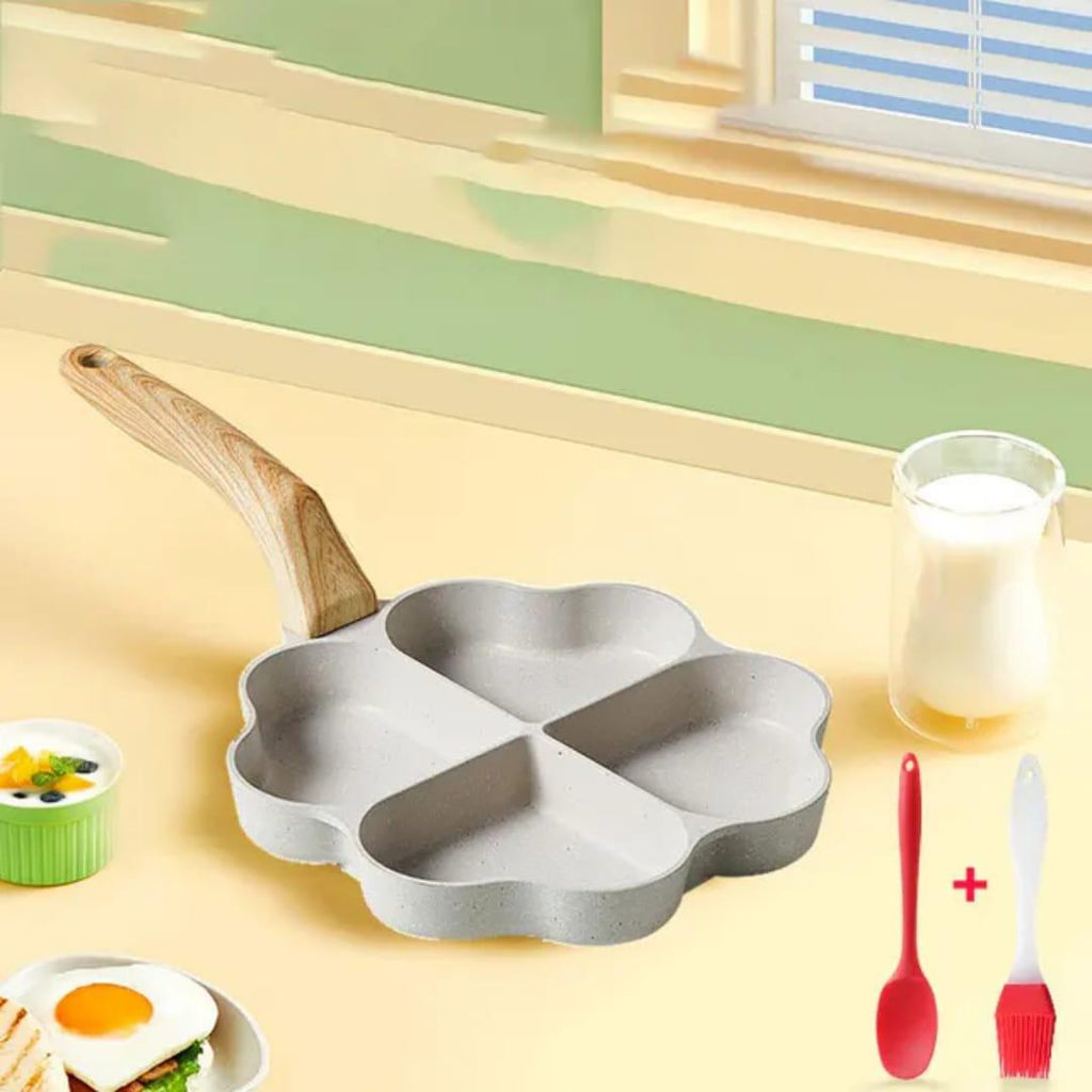 Love-Inspired Breakfast Maker – 4-Section Heart-Shaped Non-Stick Skillet – Multi-Purpose Egg & Omelet Frying Pan