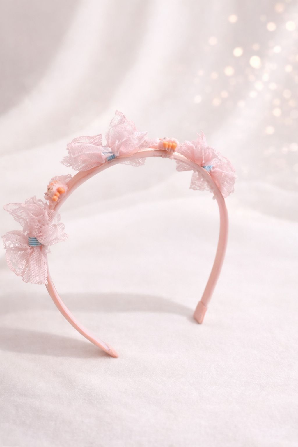 Pink Padded Headband for Women – Textured Rippled Fabric Puffy Hairband – Classic White Alice Band – Elegant Minimalist Padded Headpiece for Weddings and Events