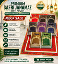 Portable Travel Prayer Mat with Matching Carry Bag – Waterproof Foldable Janamaz – Lightweight Pocket Prayer Rug for Travel, Office & Outdoor – Made in Pakistan