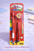 Colorful Smiley Pen & Crayon Set – Fun 3-Piece Kids' Stationery Combo