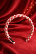 Red and White Gingham Headband for Women – Checkered Pattern Padded Hairband – Classic Red Plaid Alice Band – Trendy Retro Puffy Headpiece