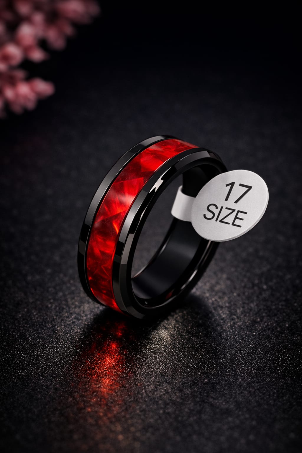 limited offer ! Polished Black Band with Galaxy-Effect Abalone Shell Inlay – Modern Masculine Jewelry