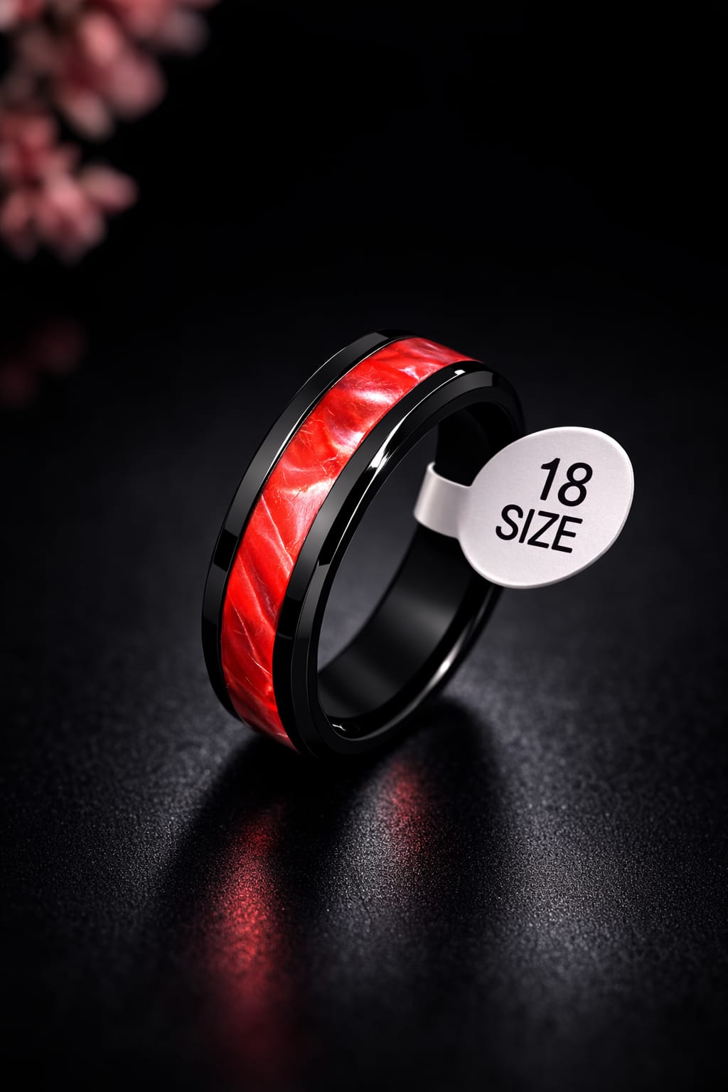 limited offer ! Polished Black Band with Galaxy-Effect Abalone Shell Inlay – Modern Masculine Jewelry