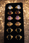 (ADJUSTABLE) Royal Oval Crystal Collection: Bold & Colorful Gold-Plated Statement Rings for Timeless Elegance!