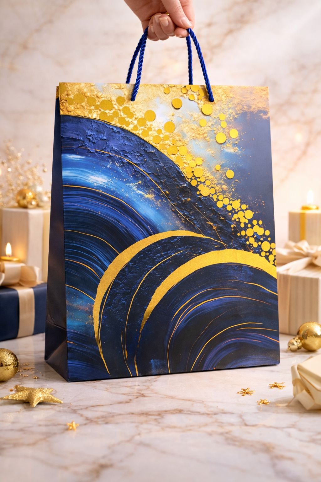 Premium Gradient Sunset Gift Bag – Large Textured Paper Shopper with Rope Handles