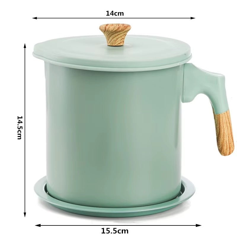 Bacon Grease Container with Strainer 1.4L Stainless Steel Oil Filter Pot Cooking Oil Storage Pot with Strainer
