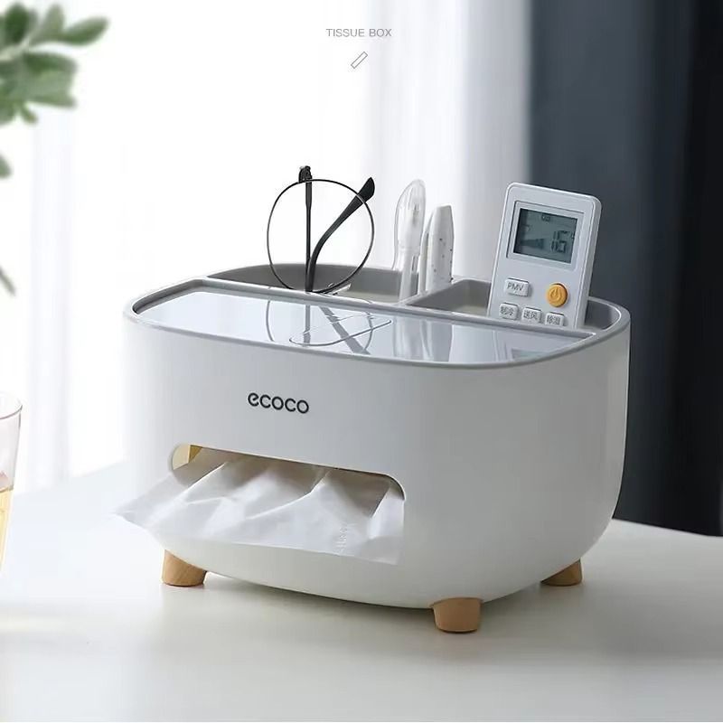 Ecoco Multi-Functional Desktop Organizer & Tissue Box – Sleek Scandi-Style Storage