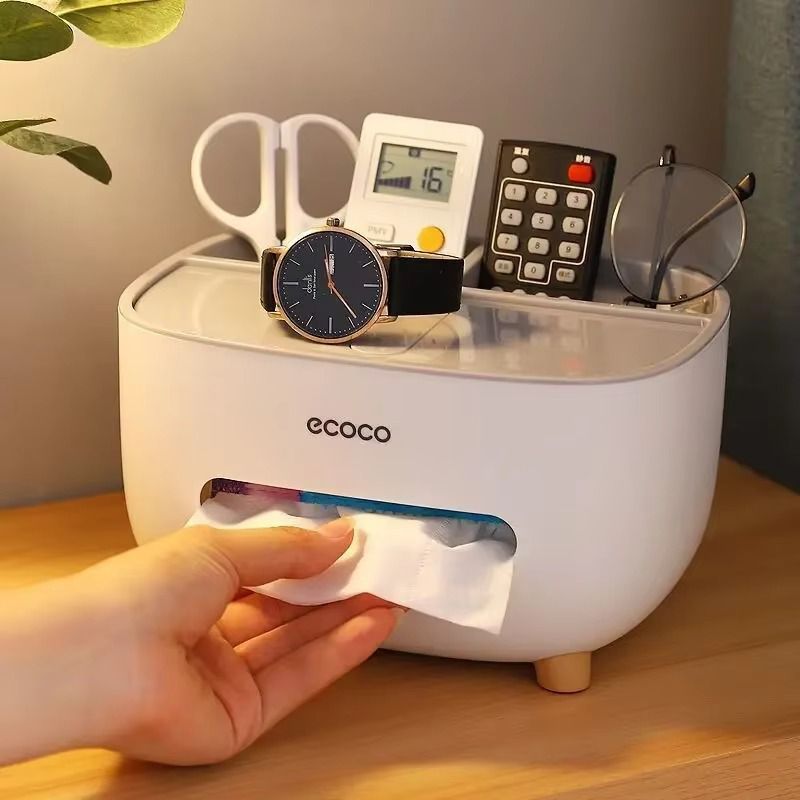 Ecoco Multi-Functional Desktop Organizer & Tissue Box – Sleek Scandi-Style Storage