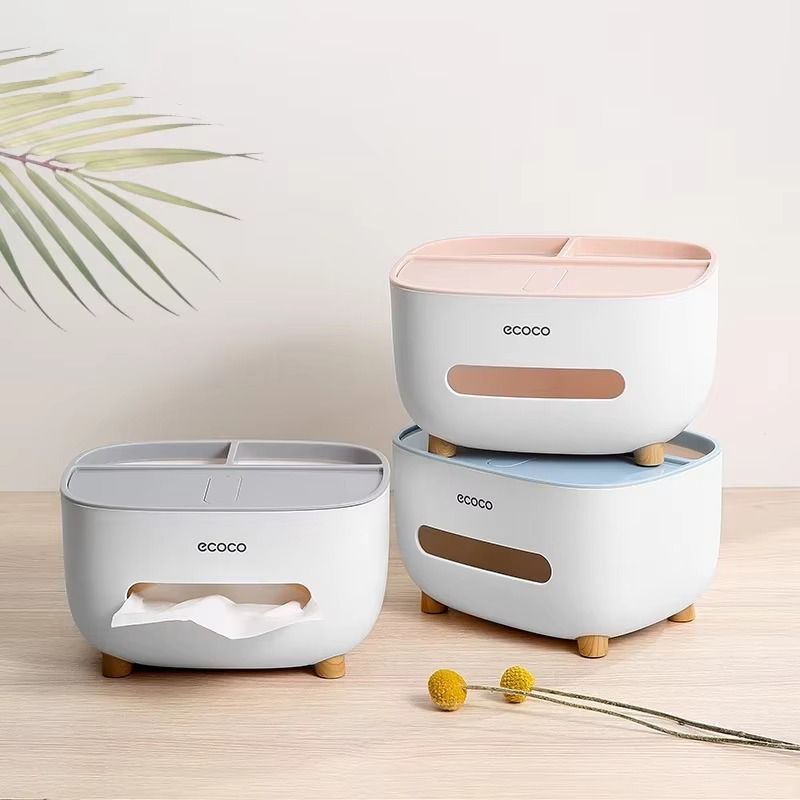 Ecoco Multi-Functional Desktop Organizer & Tissue Box – Sleek Scandi-Style Storage
