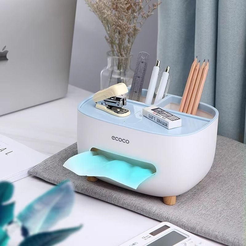 Ecoco Multi-Functional Desktop Organizer & Tissue Box – Sleek Scandi-Style Storage