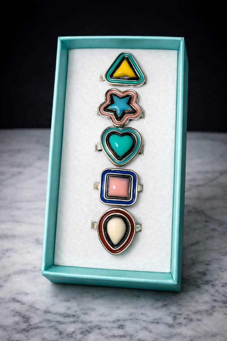 Vibrant Multi-Shape Jewelry Collection – Heart, Star, & Triangle Enamel Accessory Set