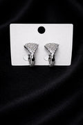 Brilliant Blue 5-Petal Flower Studs – Elegant Silver-Tone Crystal Statement Earrings – Gift for Her
